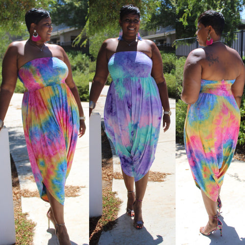 Tube Top Tie Dye Jumpsuits. Final Sale