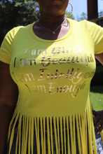 Load image into Gallery viewer, Super Cute Fringe Shirt ( I am Black, I am Beautiful, I am Intelligent, I am Enough)