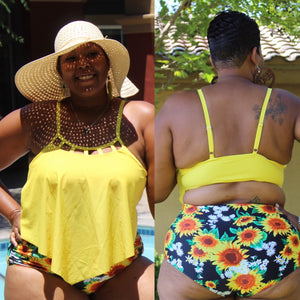 Final Sale!!! Sunflower High Waistline Two Piece Swimsuit