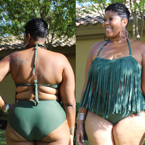 FINAL SALE!!!! Fringe High Waistline Two Piece Swimsuit