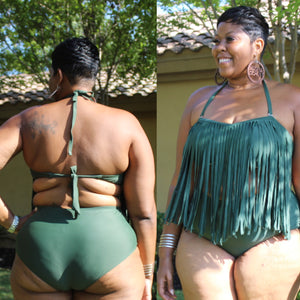 FINAL SALE!!!! Fringe High Waistline Two Piece Swimsuit