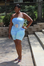 Load image into Gallery viewer, The Beautiful Sky Romper. Great Stretch. Belt Sold Separately