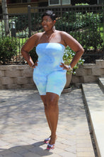 Load image into Gallery viewer, The Beautiful Sky Romper. Great Stretch. Belt Sold Separately