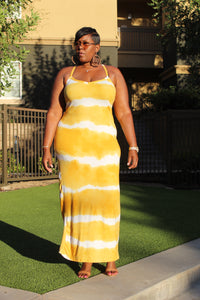Yellow & White Tye Dye Maxi Dress.