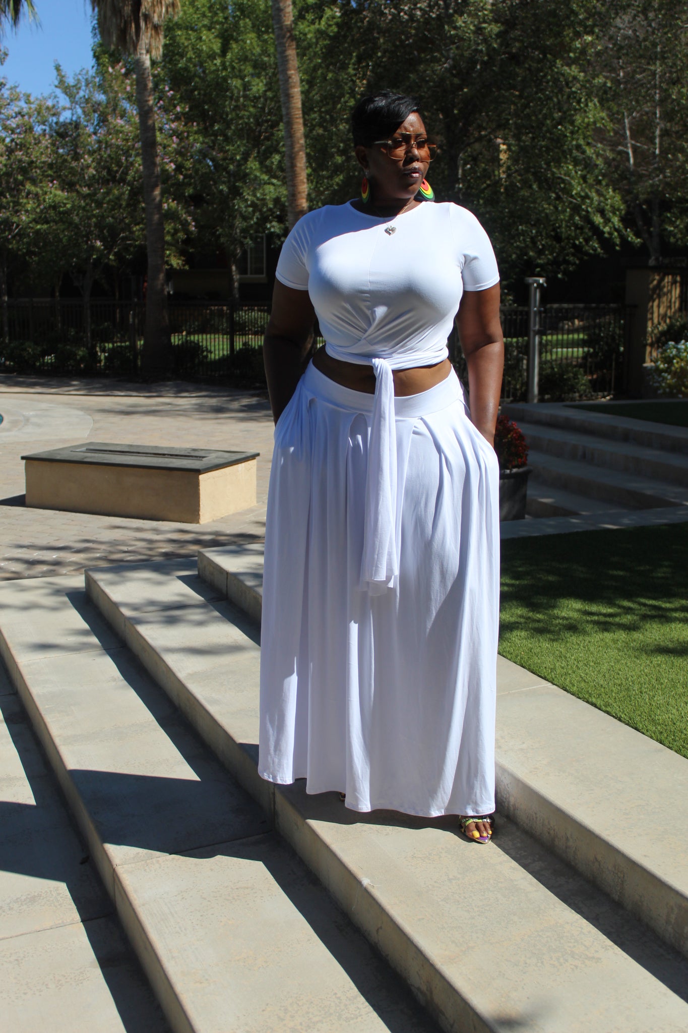 All White Wrap Top & Skirt. – Thick