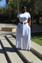 Load image into Gallery viewer, All White Wrap Top &amp; Maxi Skirt.