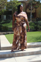 Load image into Gallery viewer, SALE!!!!! Brown Tie Dye Wrap Top &amp; Pants Set.