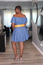 Load image into Gallery viewer, Off Shoulder Denim Dress. Belt Sold Separately