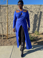 Load image into Gallery viewer, Sale Item!!! Sexy Blue Long Sleeve Maxi Top with Cut Outs.