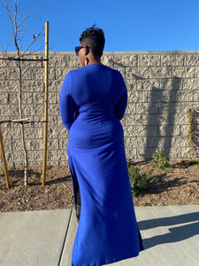 Sale Item!!! Sexy Blue Long Sleeve Maxi Top with Cut Outs.