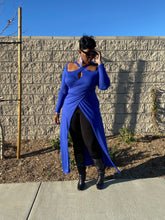 Load image into Gallery viewer, Sale Item!!! Sexy Blue Long Sleeve Maxi Top with Cut Outs.