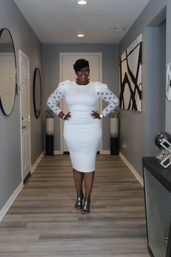 So Classy Midi Dress with Contrast Pleated Sleeves