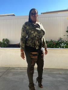 Sale Item!!! Camo Long Sleeve Multi Layer Peplum Jacket