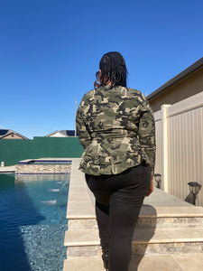 Sale Item!!! Camo Long Sleeve Multi Layer Peplum Jacket