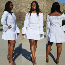 Load image into Gallery viewer, Final Sale Item!! White Off Shoulder Ruffle Linen Dress