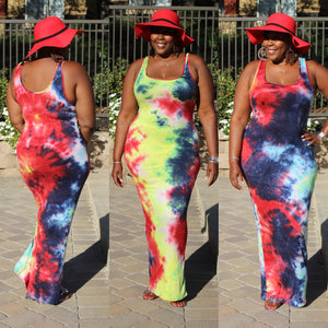 Tye Dye Maxi Dress (Color Pattern Varies by Sizes)